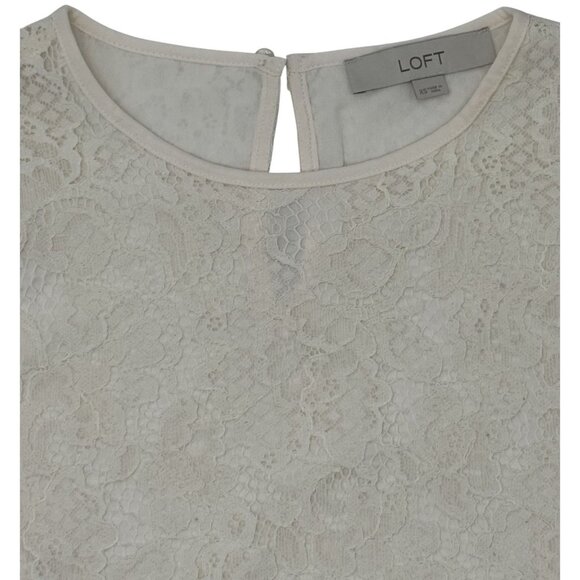 Girls Cream Lace Ruffle Sleeve Top By Loft - Picture 3 of 8
